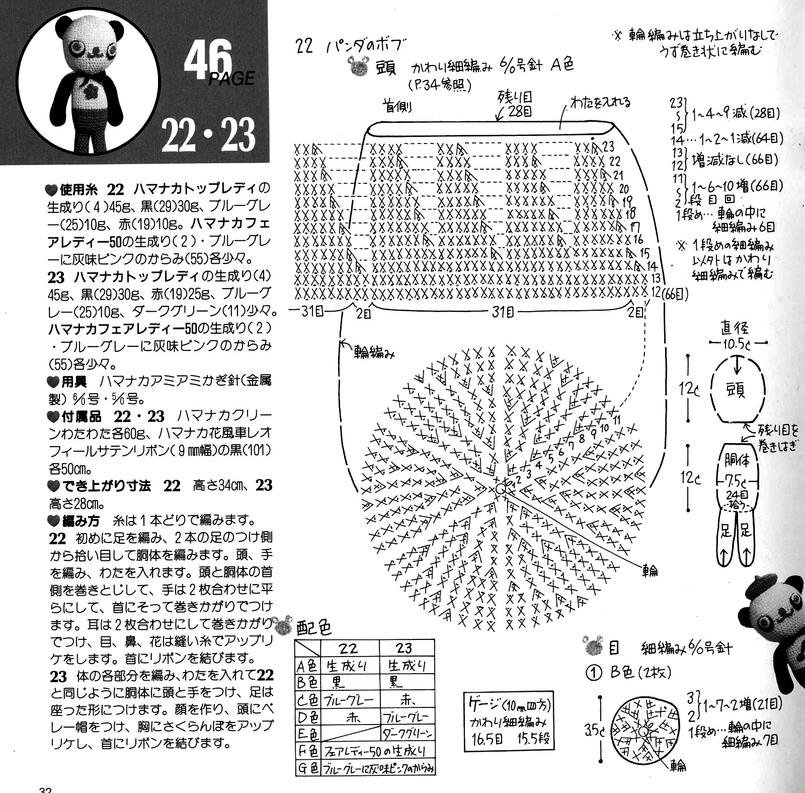 Panda with flower amigurumi pattern (2)