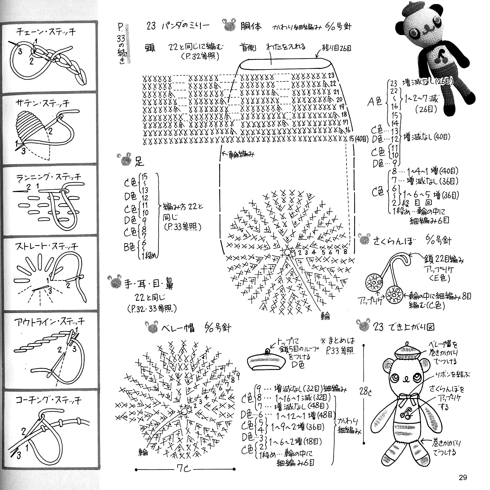 Panda with hat amigurumi pattern (2)