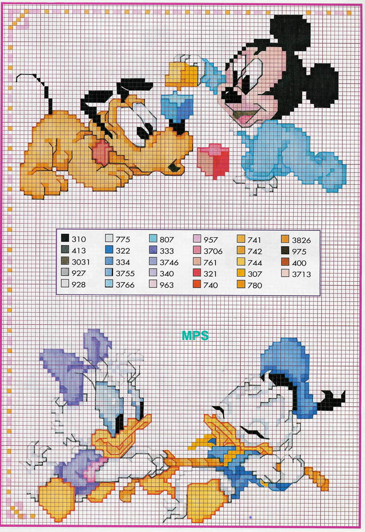 Pattern baby Pluto Mickey Mouse Donald Duck Daisy Duck