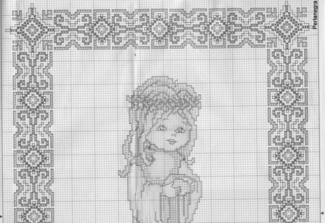 Picture of a girl cross stitch pattern (3)