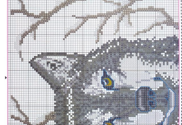 Picture painting with a wolf cross stitch pattern (3)