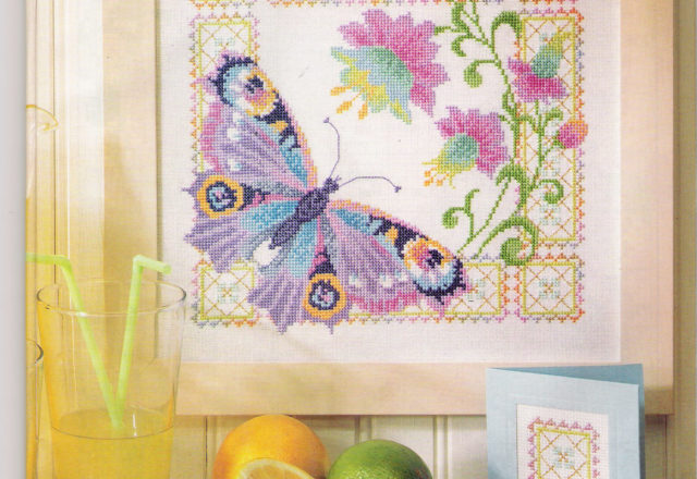 Picture with butterfly and flowers cross stitch pattern (1)