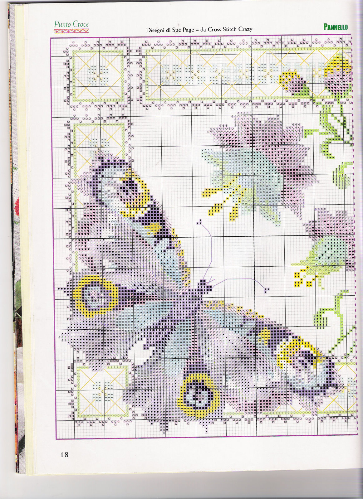 Picture with butterfly and flowers cross stitch pattern (2)