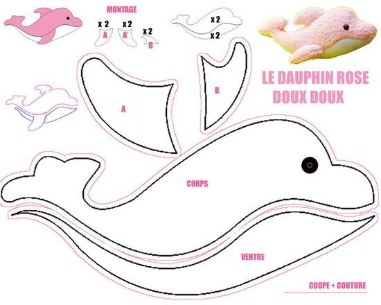 Pink dolphin free felt pannolenci pattern