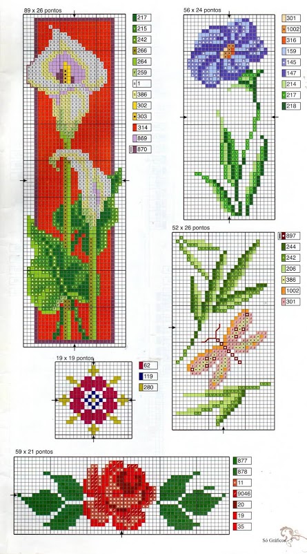 Pink flowers calle cross stitch pattern