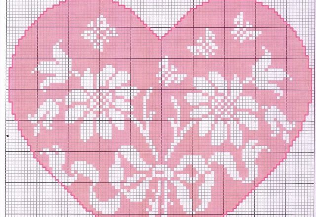 Pink hearts with alphabet cross stitch pattern(2)