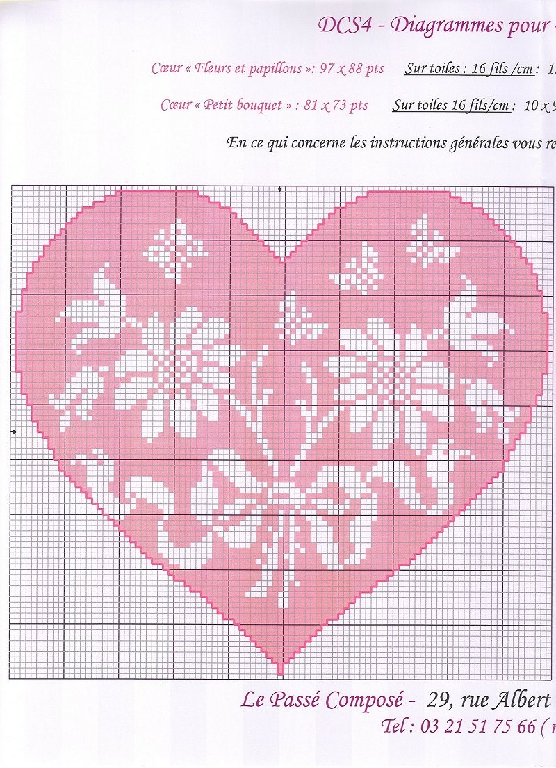 Pink hearts with alphabet cross stitch pattern(2)
