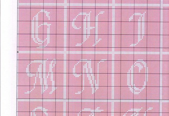 Pink hearts with alphabet cross stitch pattern(4)