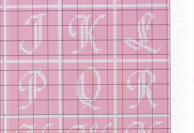 Pink hearts with alphabet cross stitch pattern(5)