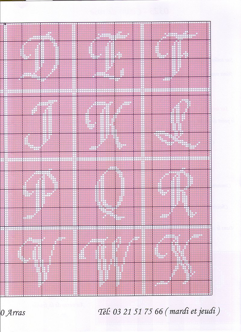 Pink hearts with alphabet cross stitch pattern(5)