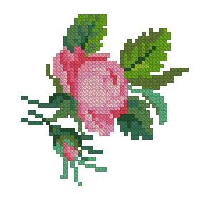 Pink rose cross stitch pattern (1)
