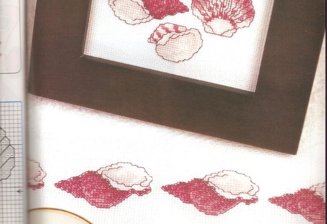 Pink shell cross stitch pattern (1)