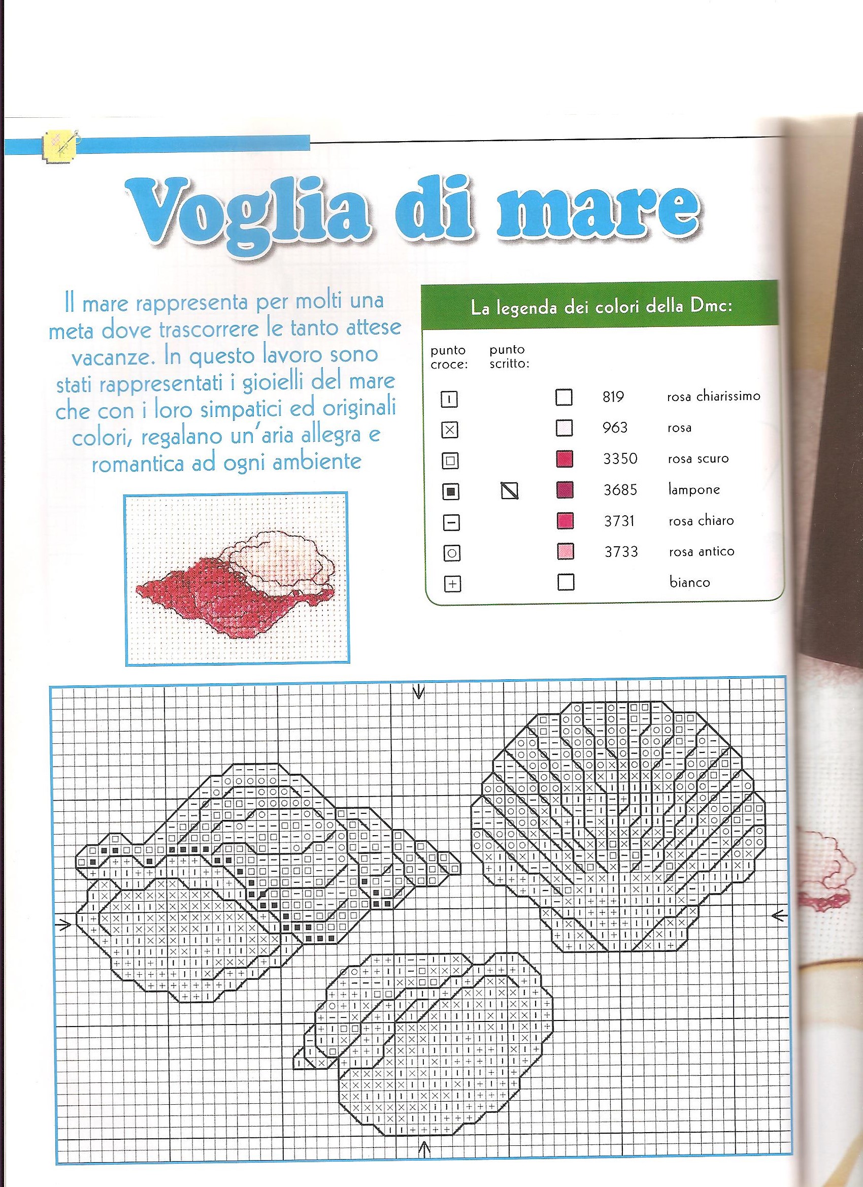 Pink shell cross stitch pattern (2)