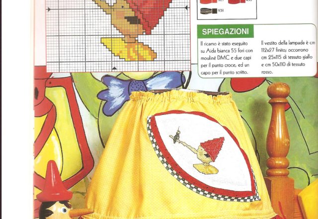 Pinocchio face simple and free cross stitch pattern