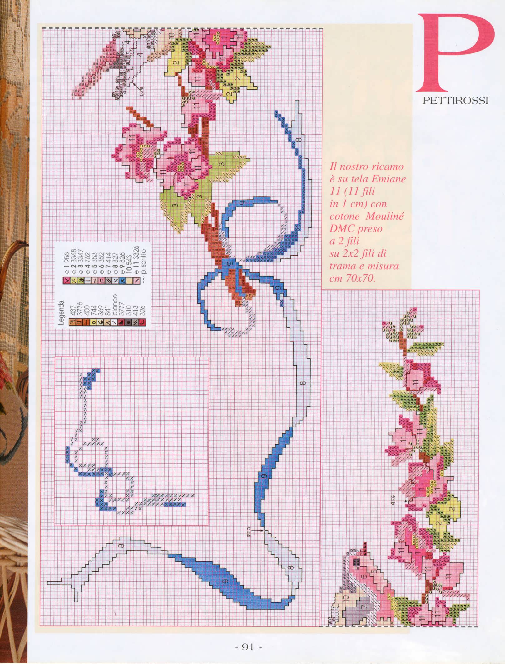 Placemat flowers cross stitch pattern (2)