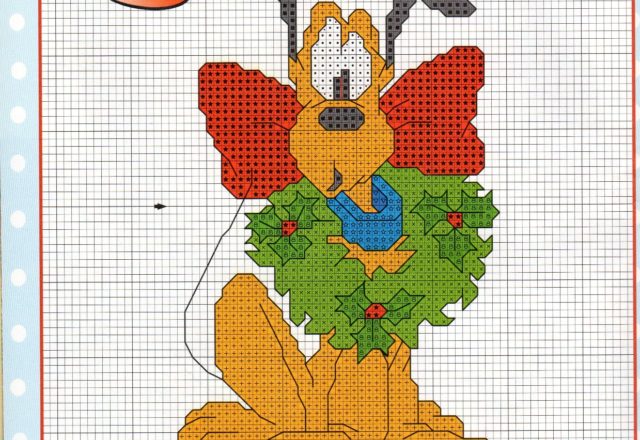 Pluto cross stitch pattern on the Christmas stocking