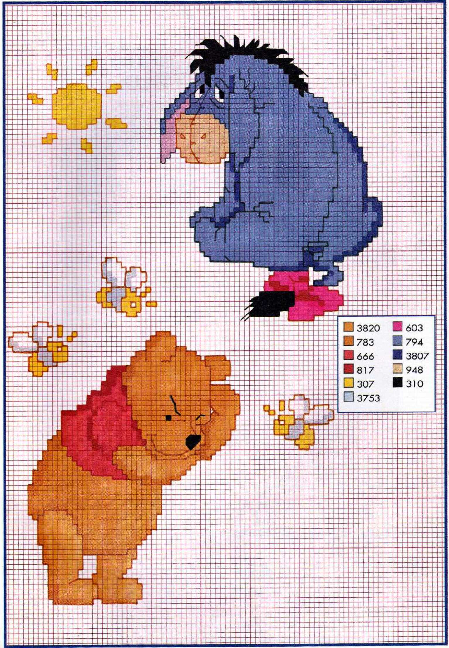 Pooh and Eeyore cross stitch pattern