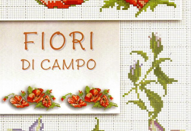 Poppy and lilies cross stitch pattern