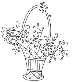 Pot of flowers free hand embroidery designs patterns (1)