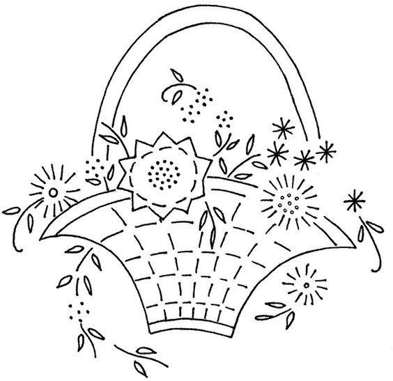 Pot of flowers free hand embroidery designs patterns (3)