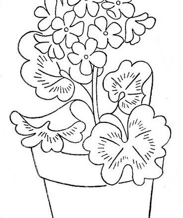 Pot of geraniums free hand embroidery designs patterns