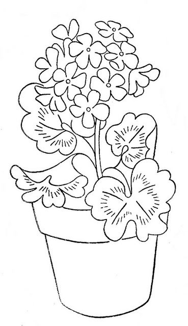 Pot of geraniums free hand embroidery designs patterns