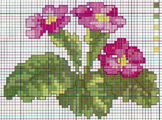 Primrose pink cross stitch pattern