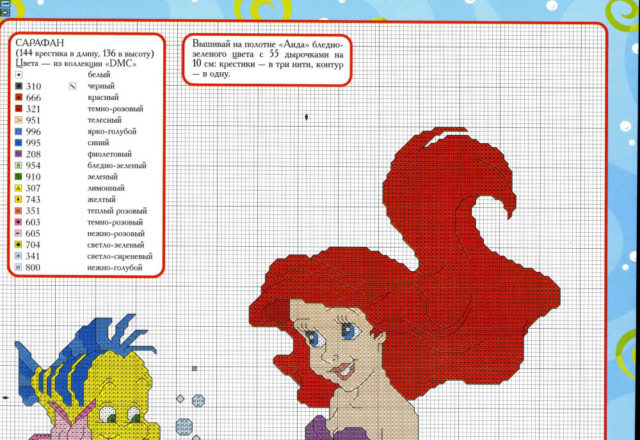 Print and cross stitch The Little Mermaid (1)