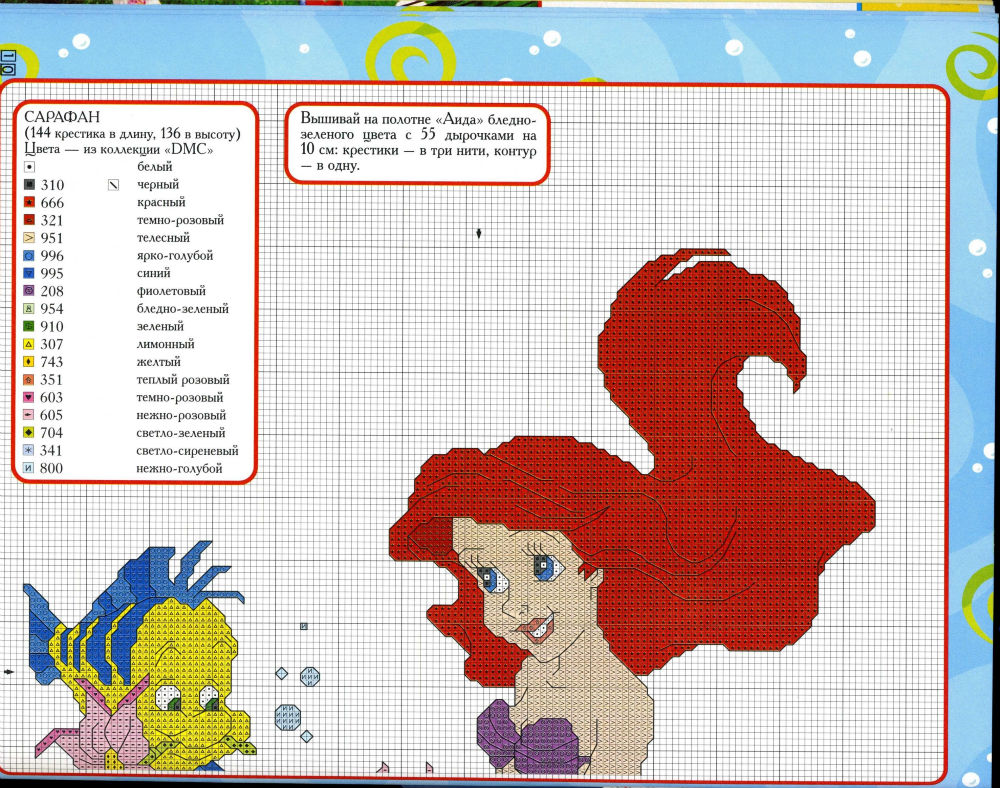 Print and cross stitch The Little Mermaid (1)