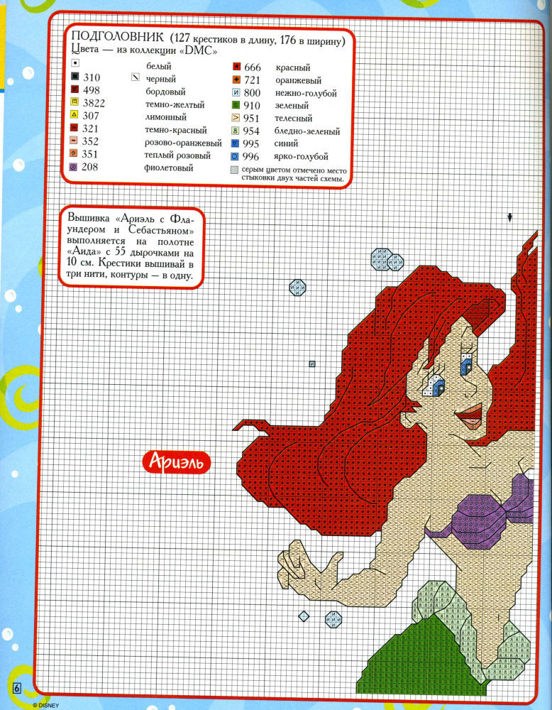 Print and cross stitch The Little Mermaid (3)