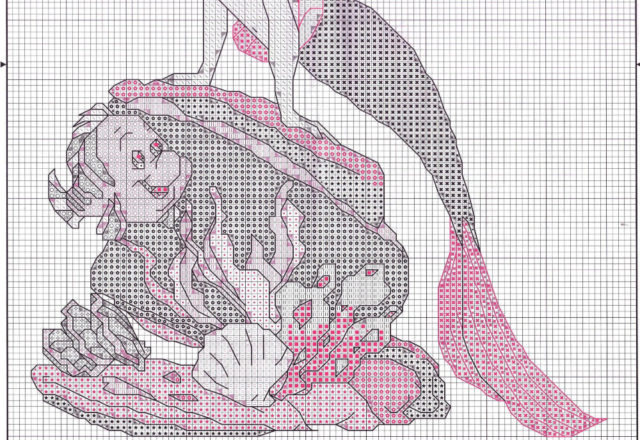 Print and cross stitch The Little Mermaid (8)