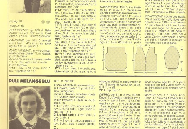 Pull green v-neck knitting pattern (2)