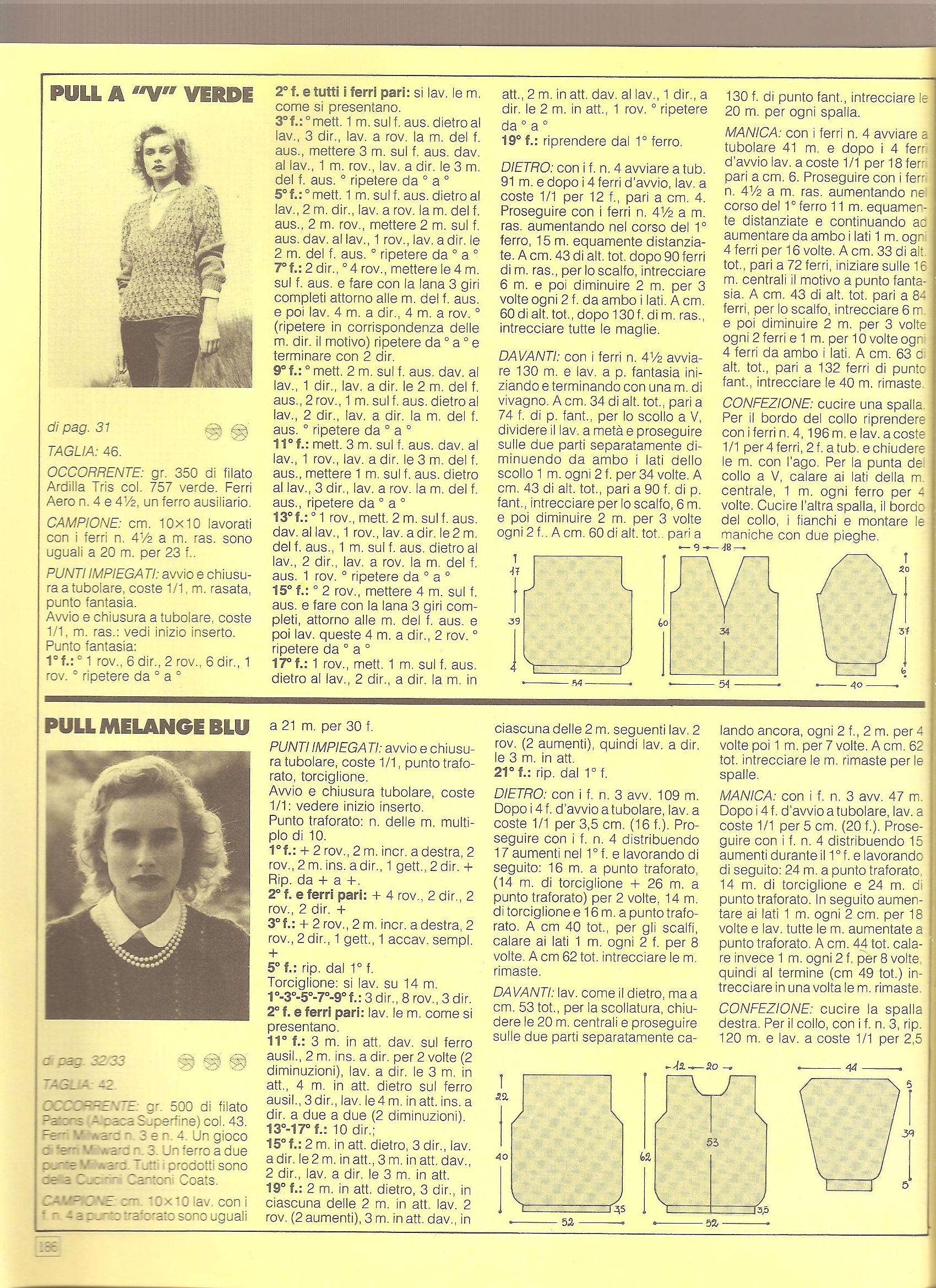 Pull green v-neck knitting pattern (2)