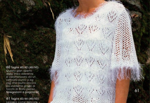 Pull slightly flared sleeves woman jersey knitting pattern (1)