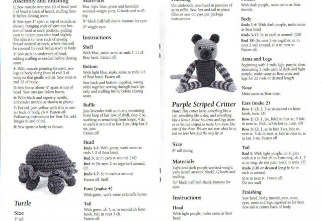 Purple striped critter amigurumi pattern