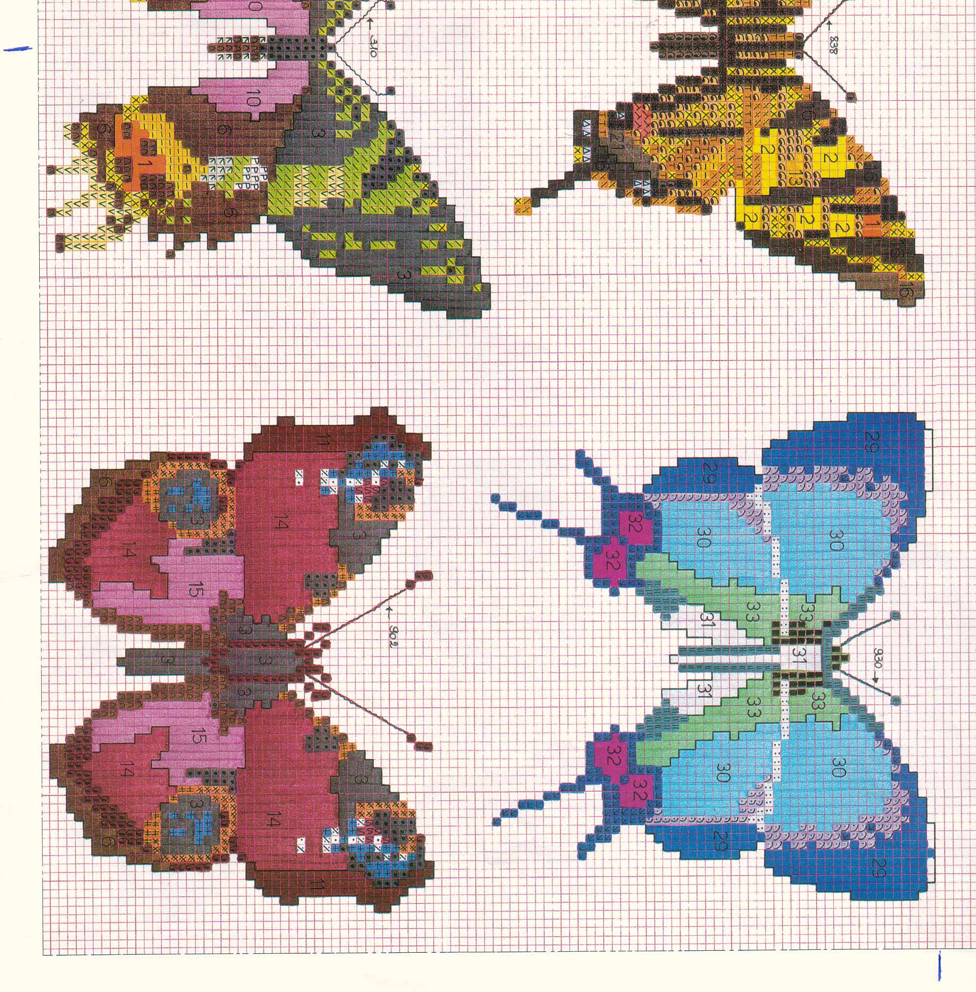 Realistic butterflies cross stitch patterns (3)