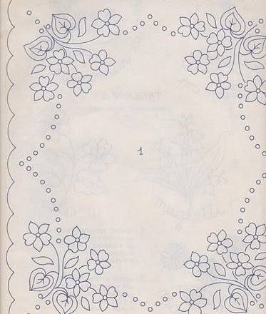 Rectangular center with flowers and leaves free embroidery design