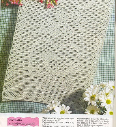 Rectangular free filet doily pattern with sparrows and hearts (1)