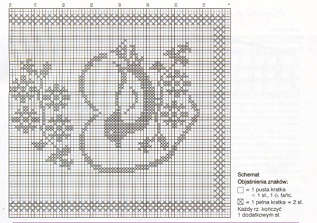 Rectangular free filet doily pattern with sparrows and hearts (2)