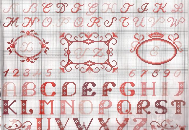 Red alphabet with frames