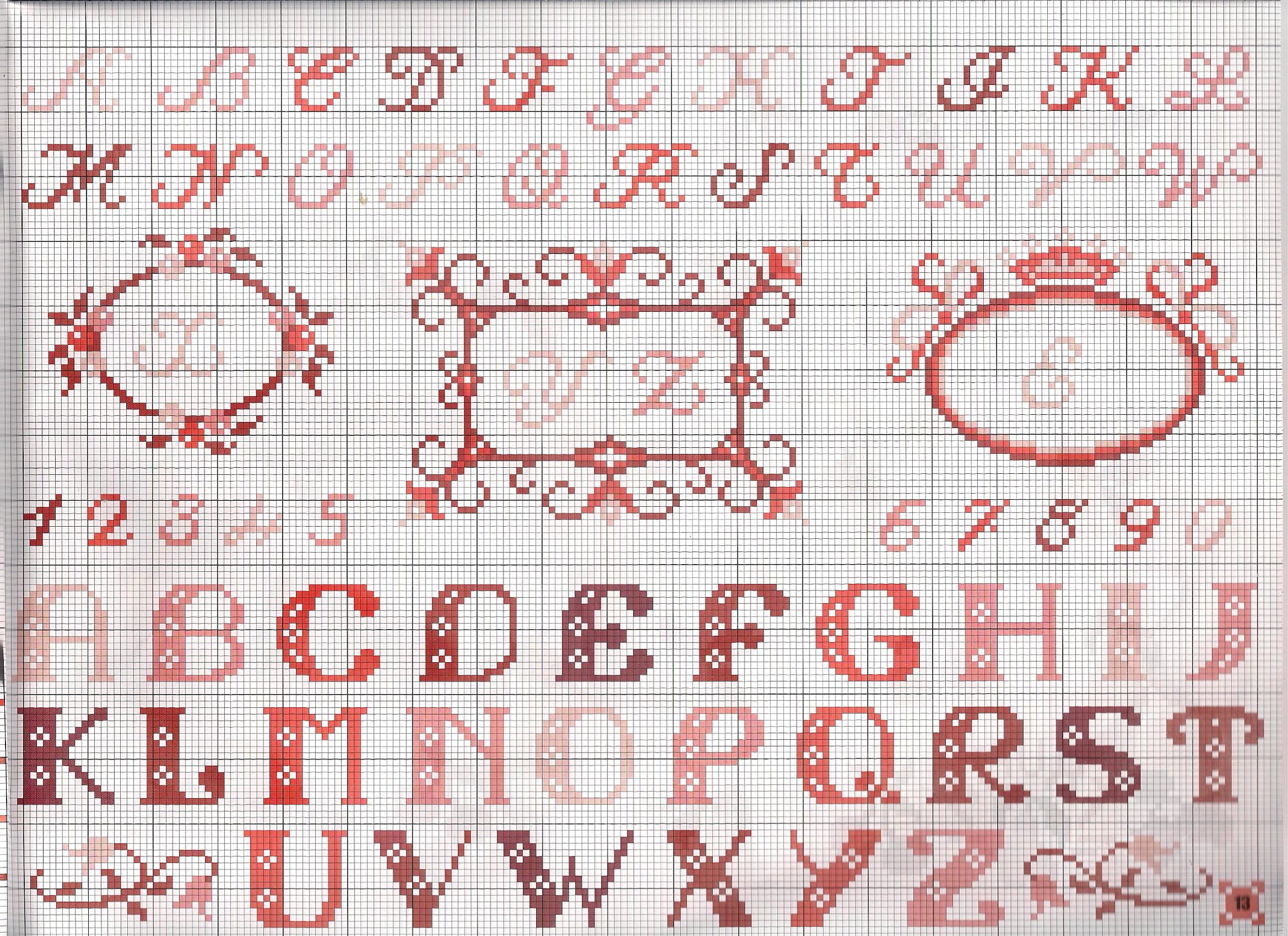 Red alphabet with frames