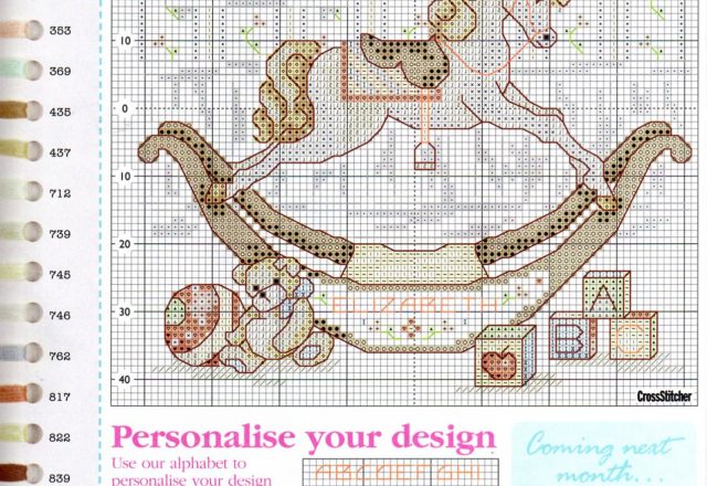 Rocking horse free birth records cross stitch patterns charts