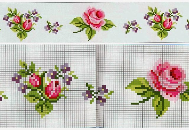 Rosebuds cross stitch pattern