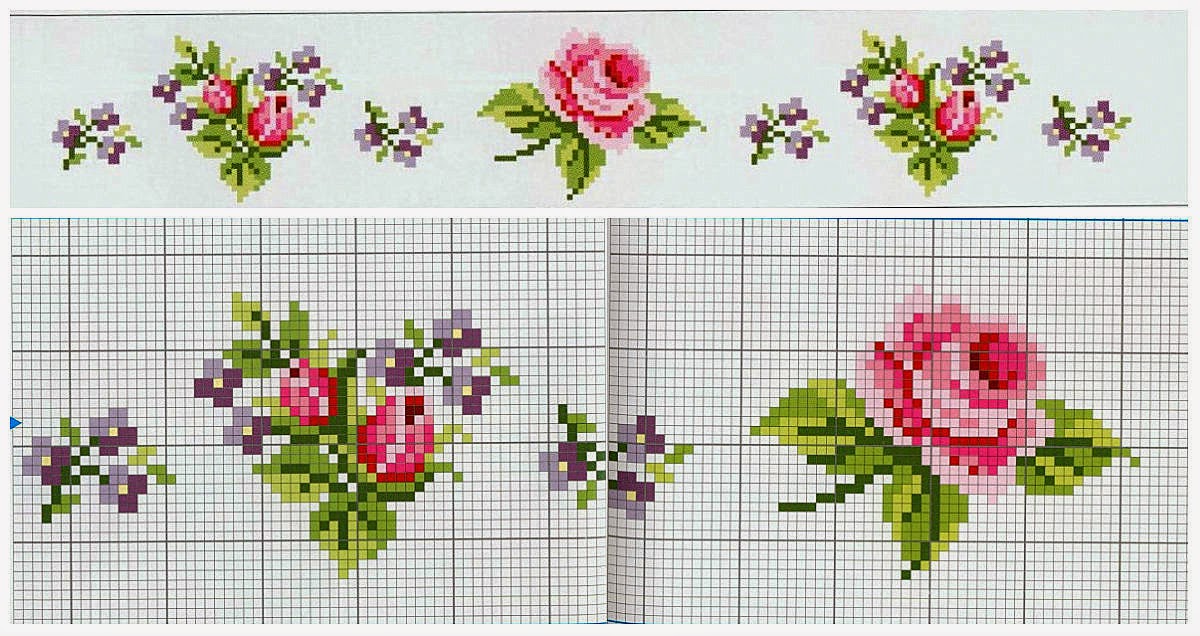 Rosebuds cross stitch pattern