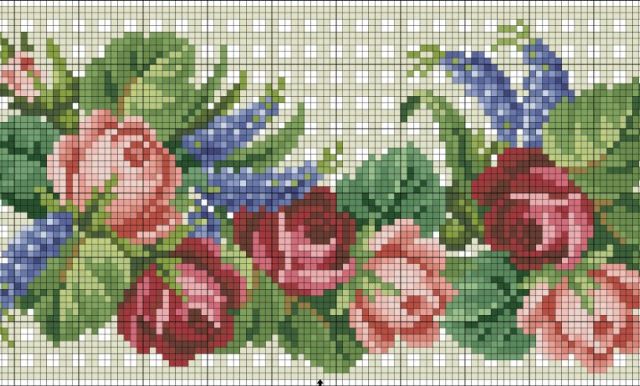 Roses free cross stitch pattern design
