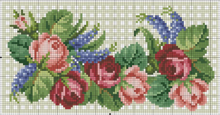 Roses free cross stitch pattern design