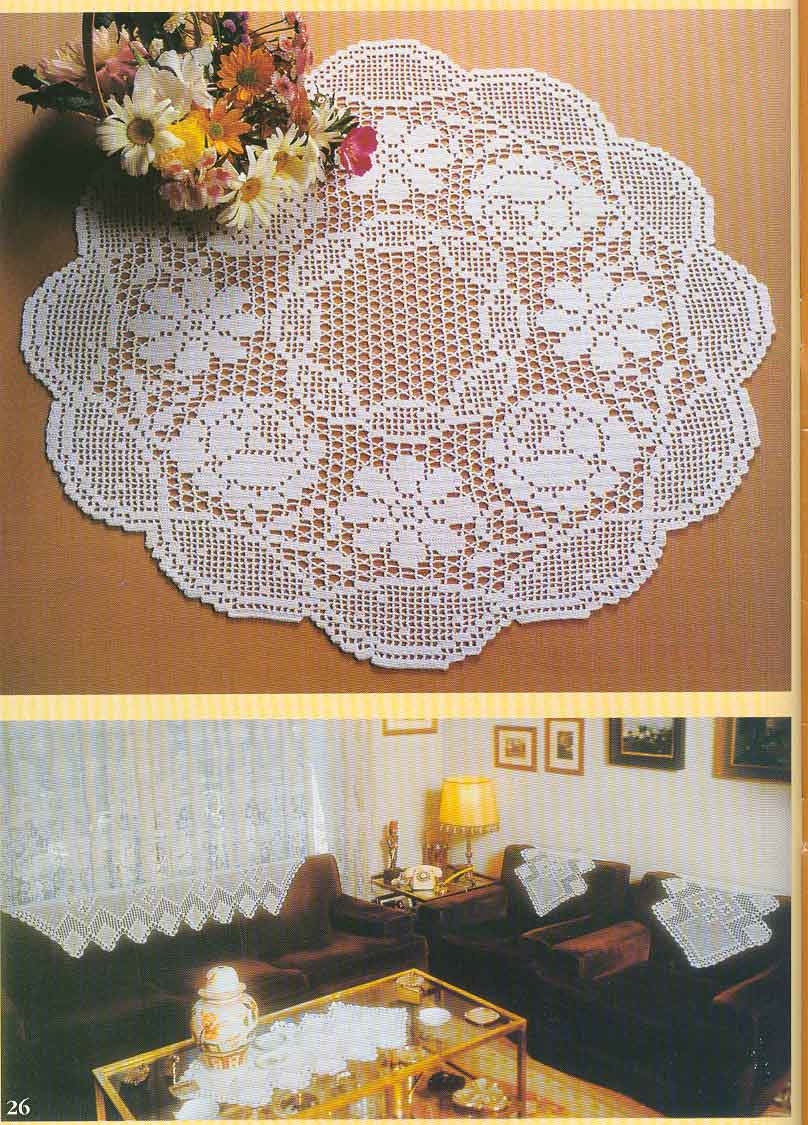 Round daisy and rose doily filet (1)