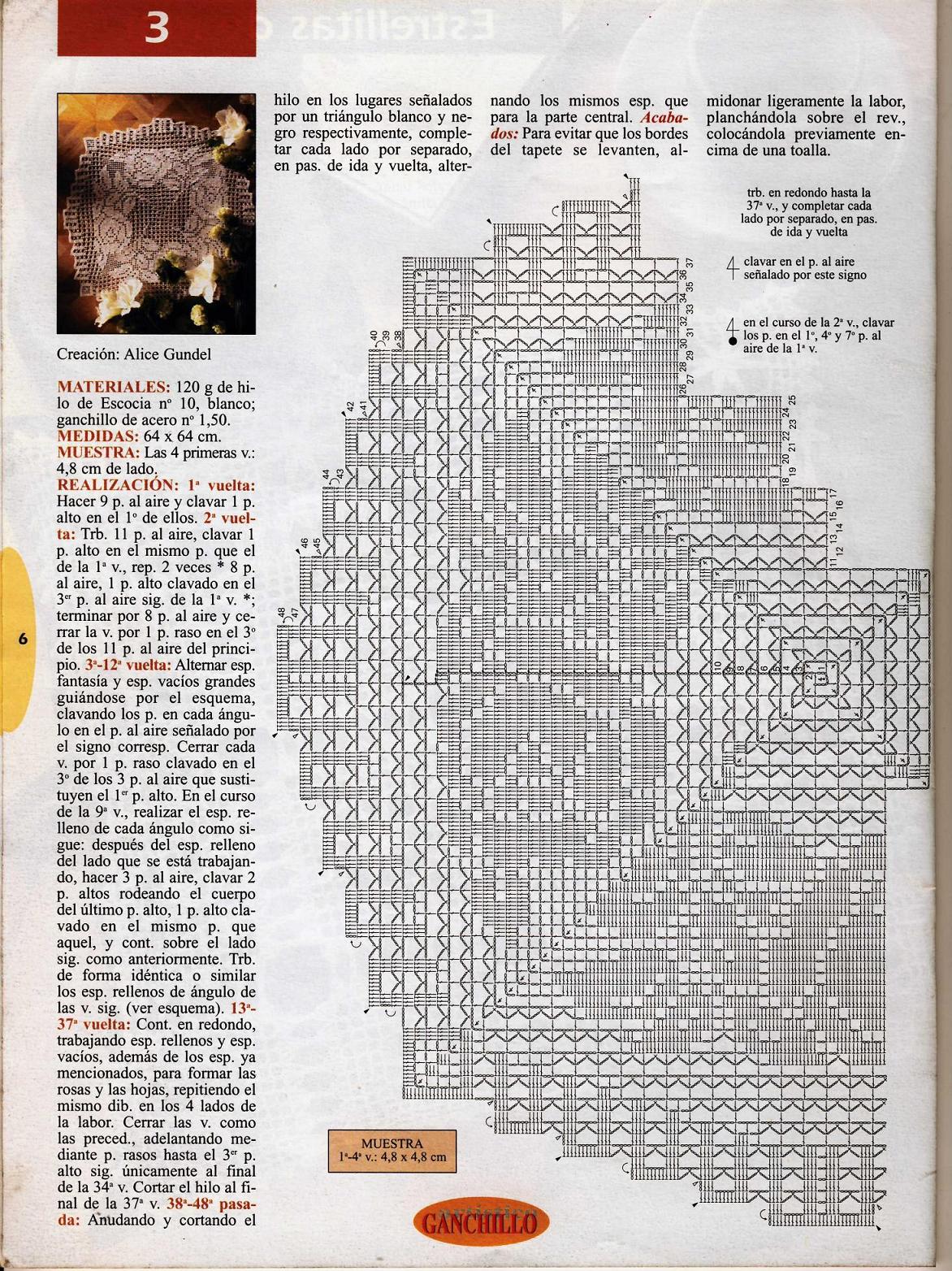 Round doily filet garland of roses (2)