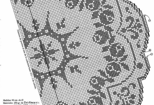 Round filet doily design with rosebuds (2)