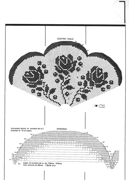 Round filet doily with slices with roses free download (2)